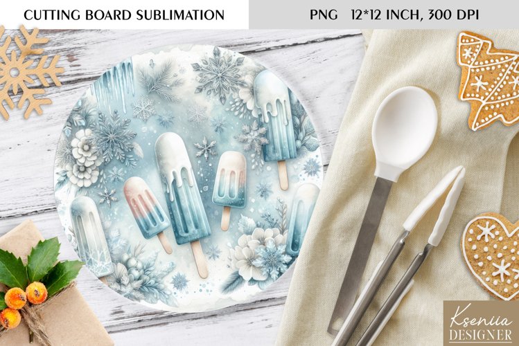 Cute Christmas Pattern|Round Cutting Board Sublimation example image 1