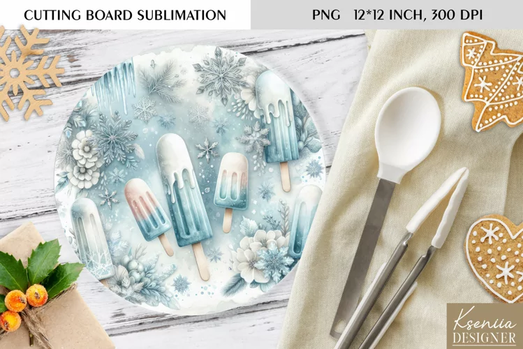 Cute Christmas Pattern|Round Cutting Board Sublimation