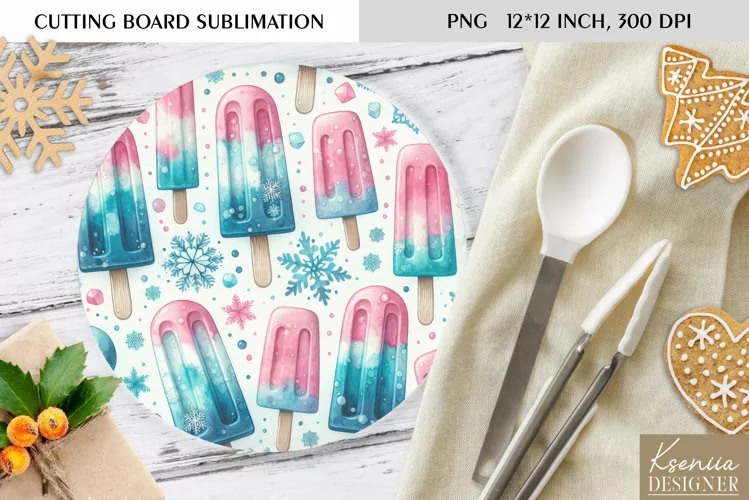 Cute Christmas Pattern|Round Cutting Board Sublimation