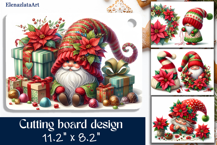 Kitchen cutting board - christmas gnome santa claus