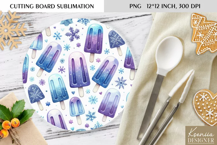 Cute Christmas Pattern|Round Cutting Board Sublimation