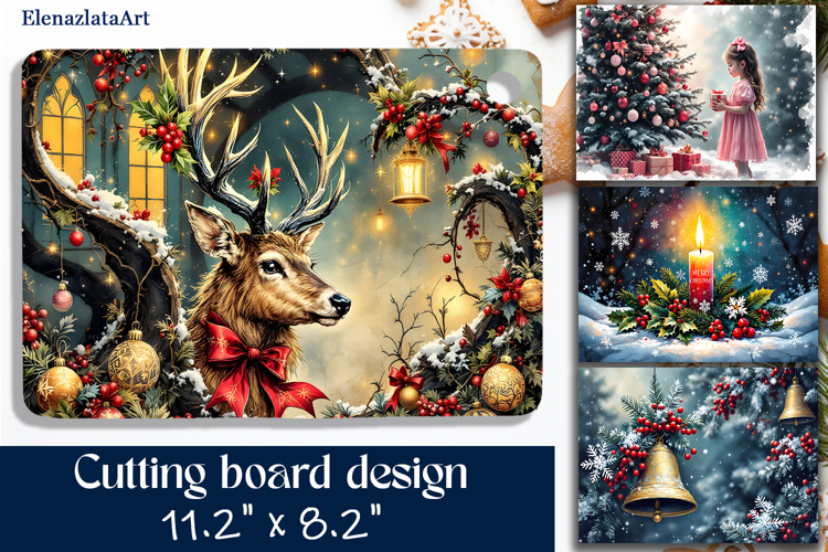 Merry christmas Sublimation cutting board, Winter board