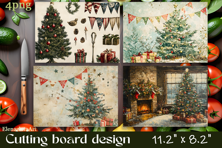Vintage christmas Cutting Board PNG Design