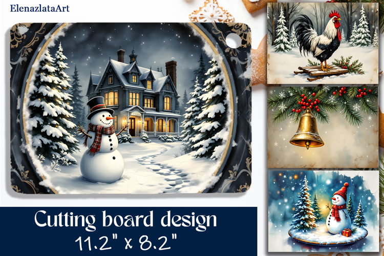 Merry christmas Sublimation cutting board, Winter board