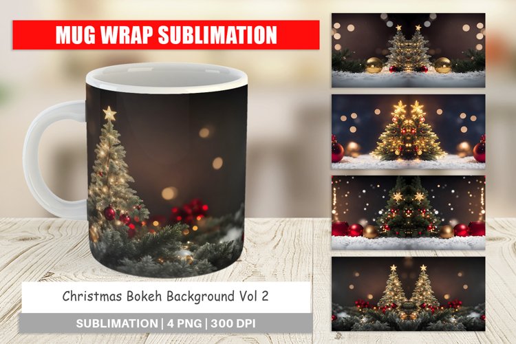 Mug sublimation design Christmas Bokeh example image 1