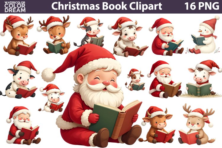 Christmas Book Clipart | Book Lover Sublimation
