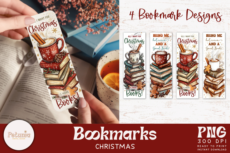 Christmas Book Lover Designs | Printable Bookmarks