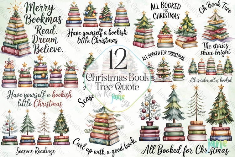 Christmas Book Tree Quote Sublimation Bundle