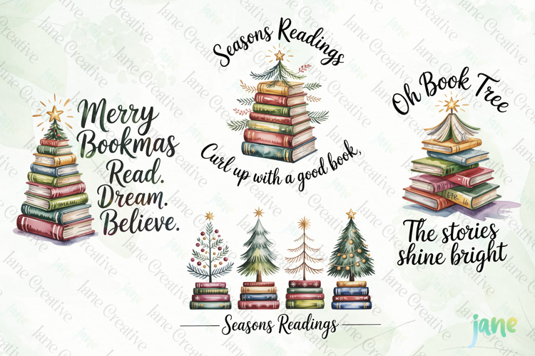 Christmas Book Tree Quote Clipart