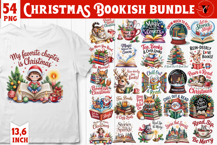 Christmas Book Lover | Bookish Christmas PNG