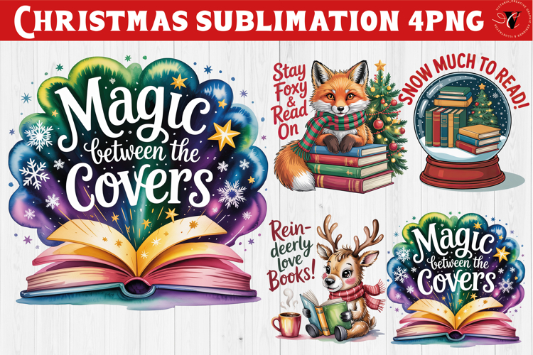 Christmas Book Lover Sublimation | Bookish Christmas PNG