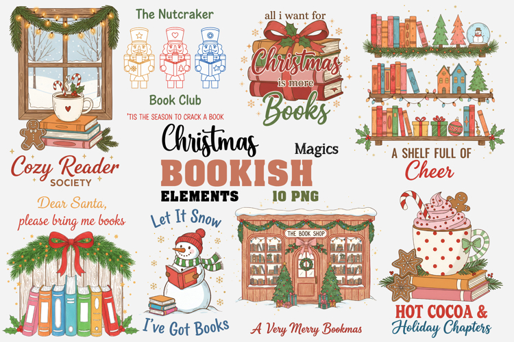 Christmas Bookish PNG Design, Christmas Sublimation Quote