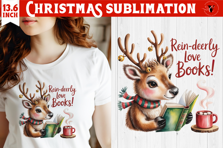 Christmas Book Lover Sublimation | Bookish Christmas PNG