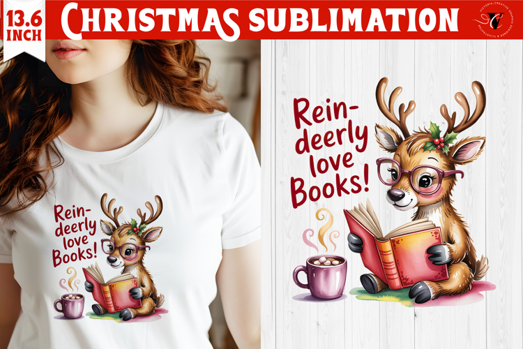 Christmas Book Lover Sublimation | Bookish Christmas PNG