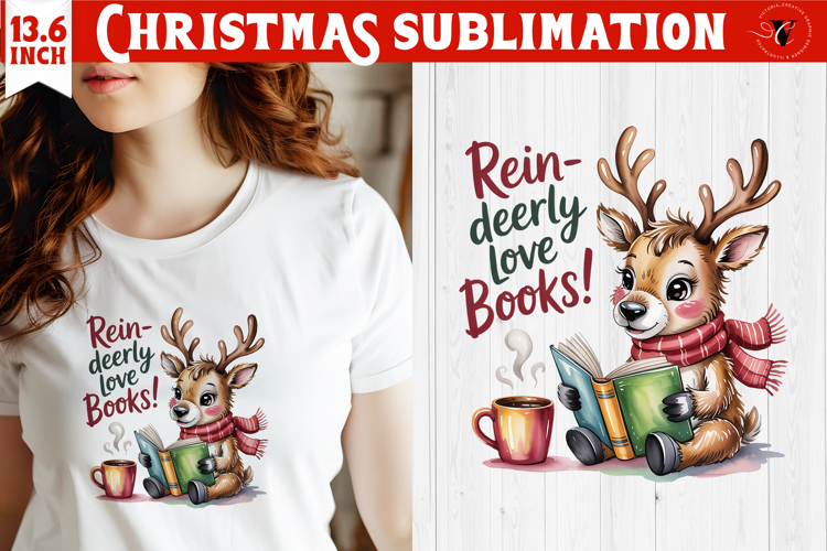 Christmas Book Lover Sublimation | Bookish Christmas PNG