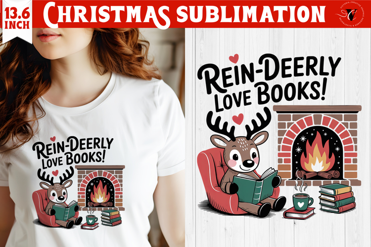 Christmas Book Lover Sublimation | Bookish Christmas PNG