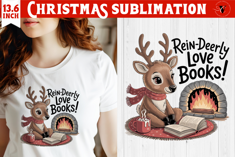 Christmas Book Lover Sublimation | Bookish Christmas PNG