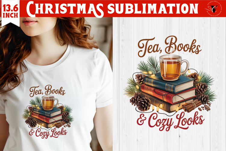 Christmas Book Lover Sublimation | Bookish Christmas PNG