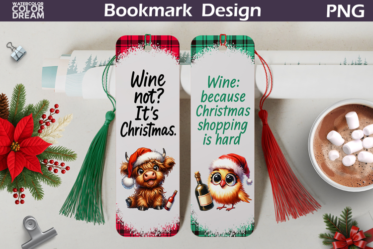 Christmas Bookmarks | Funny Wine Quotes Bookmark