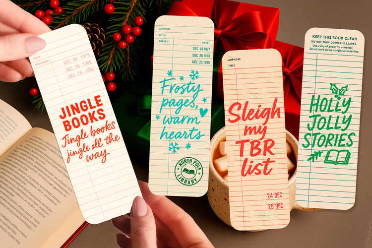 Retro Library Card Bookmark | Funny Christmas Book Quotes