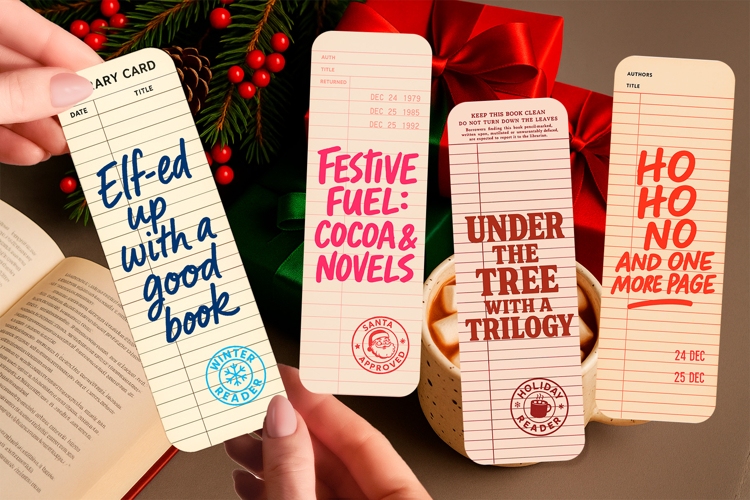 Retro Library Card Bookmark | Funny Christmas Book Quotes