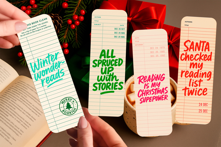 Retro Library Card Bookmark | Funny Christmas Book Quotes