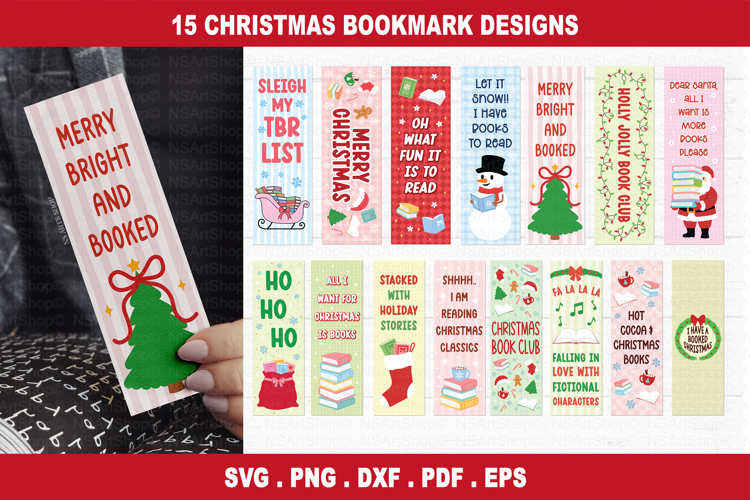 Christmas Bookmark PNG Bundle, Bookmark Printable Files