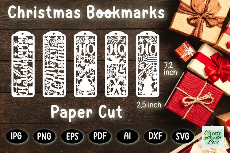 Christmas Bookmarks SVG | Paper Cut Template | Cricut |Craft