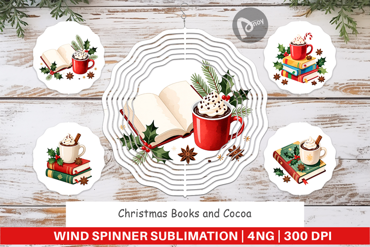 Christmas Books Cocoa Wind Spinner