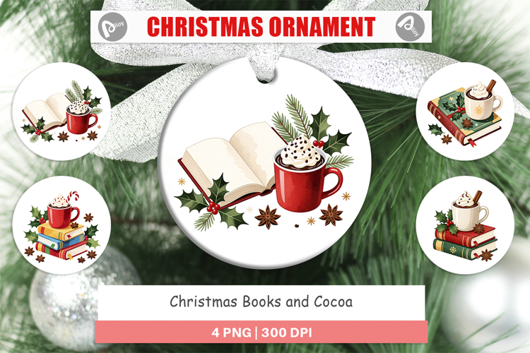 Christmas Books Cocoa Ornament