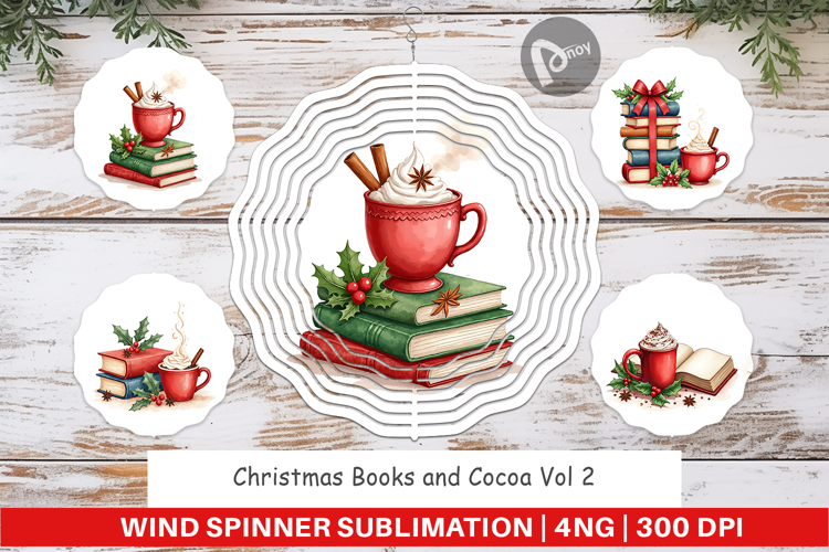 Christmas Books Cocoa Wind Spinner