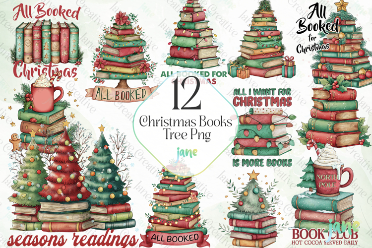 Christmas Books Tree Png Sublimation