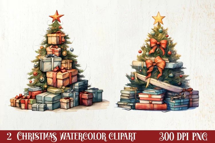 Christmas Books Tree Sublimation Clipart, Christmas Clipart
