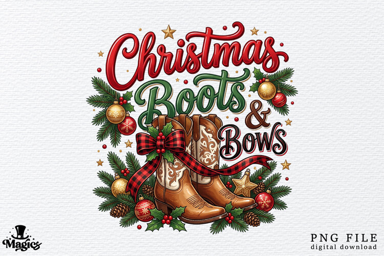 Christmas Boots & Bows PNG example image 1