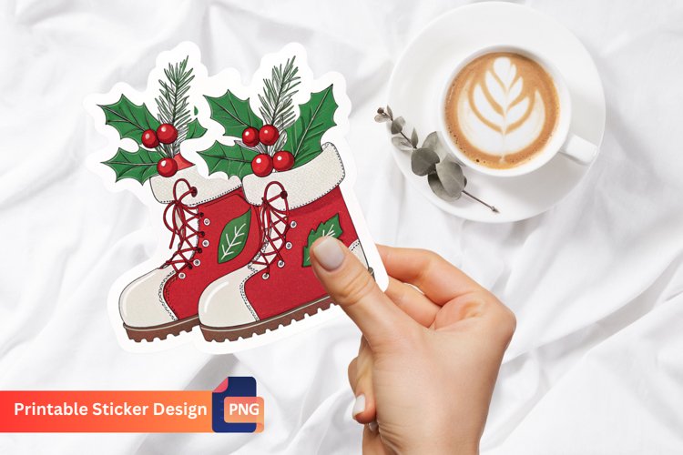 Christmas Boots Sticker, Festive Footwear Sticker
