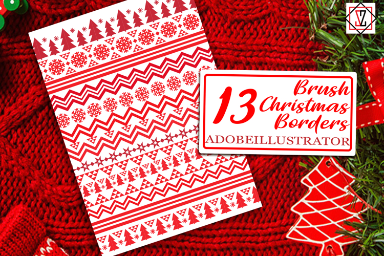 Christmas borders. Vector brushes