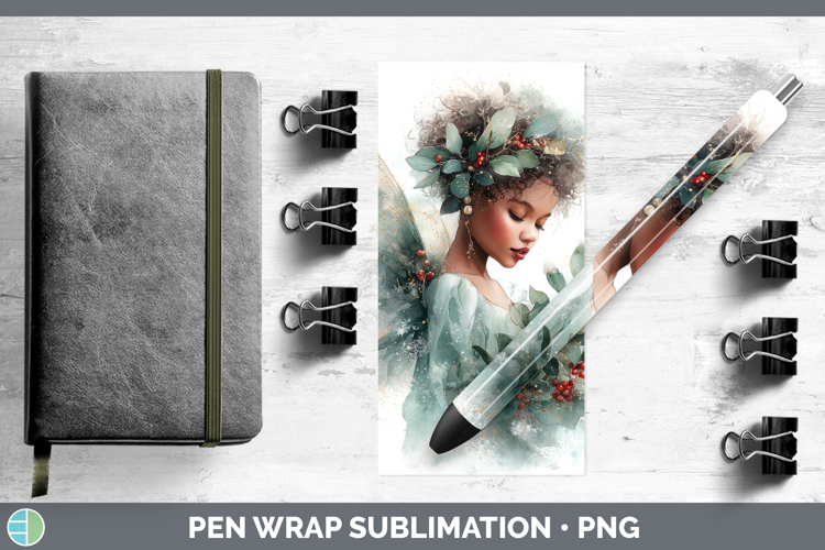 Angel Christmas Botanicals Pen Wrap Sublimation Design