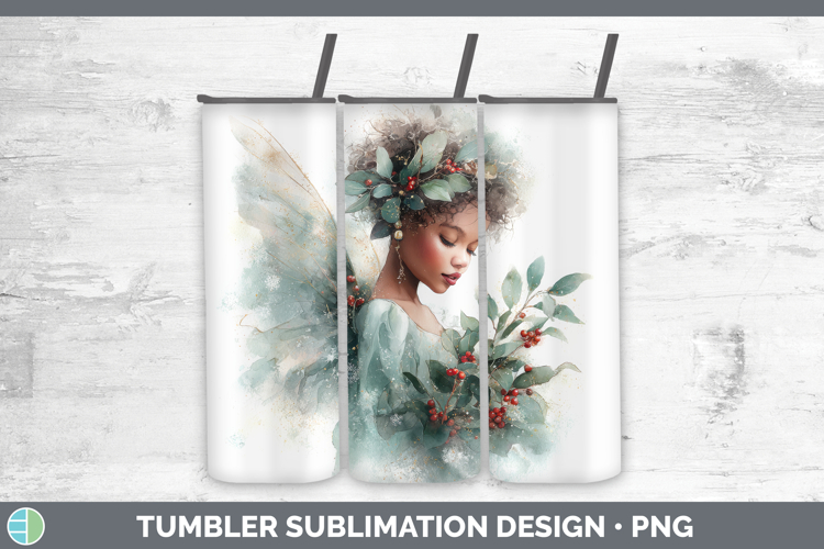 Angel Christmas Botanicals Tumbler Sublimation Design