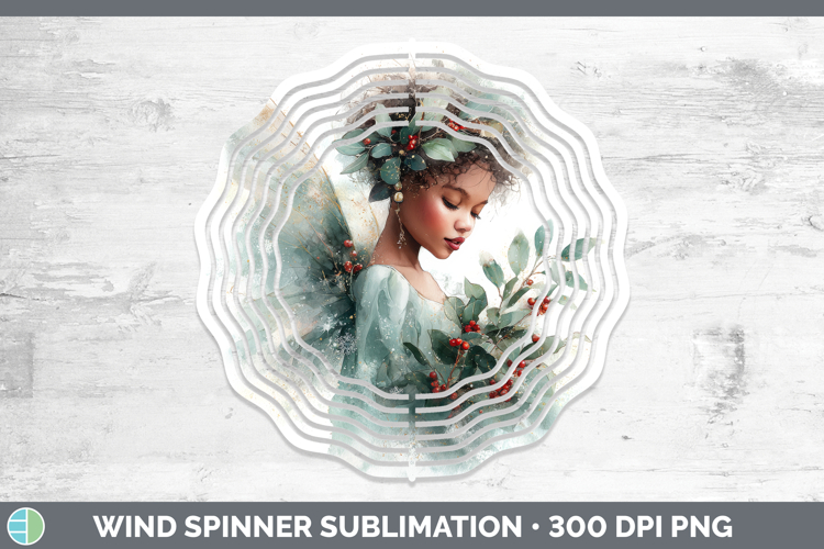 Angel Christmas Botanicals Wind Spinner Sublimation Design