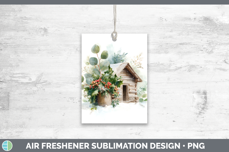 Cabin Christmas Botanicals Air Freshener Sublimation Design