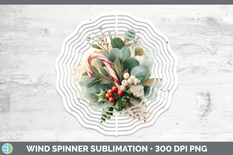 Candy Cane Christmas Botanicals Wind Spinner Sublimation Des