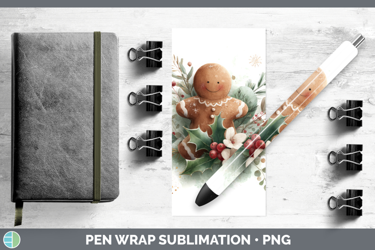 Gingerbread Man Christmas Botanicals Pen Wrap Sublimation De