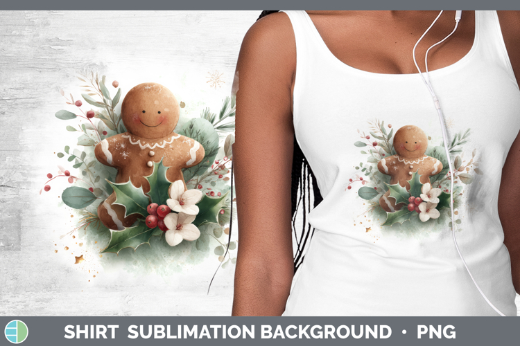 Gingerbread Man Christmas Botanicals Shirt Sublimation Desig