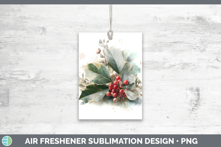 Holly Christmas Botanicals Air Freshener Sublimation Design