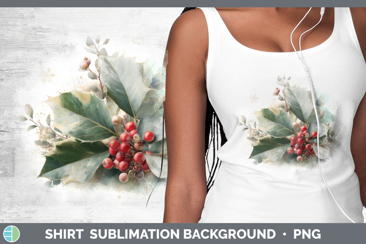 Holly Christmas Botanicals Shirt Sublimation Design
