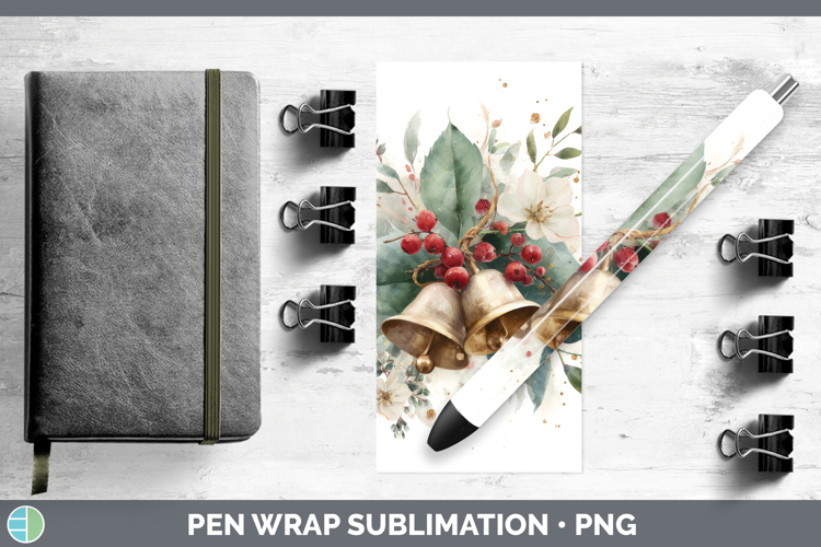 Jingle Bells Christmas Botanicals Pen Wrap Sublimation Desig
