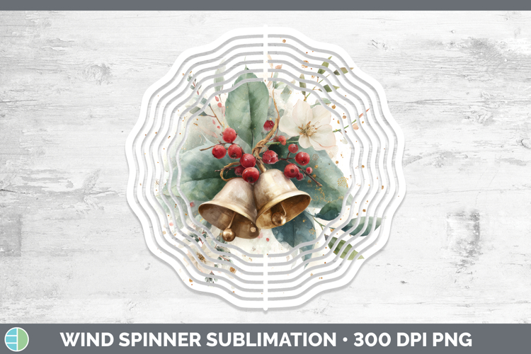 Jingle Bells Christmas Botanicals Wind Spinner Sublimation D