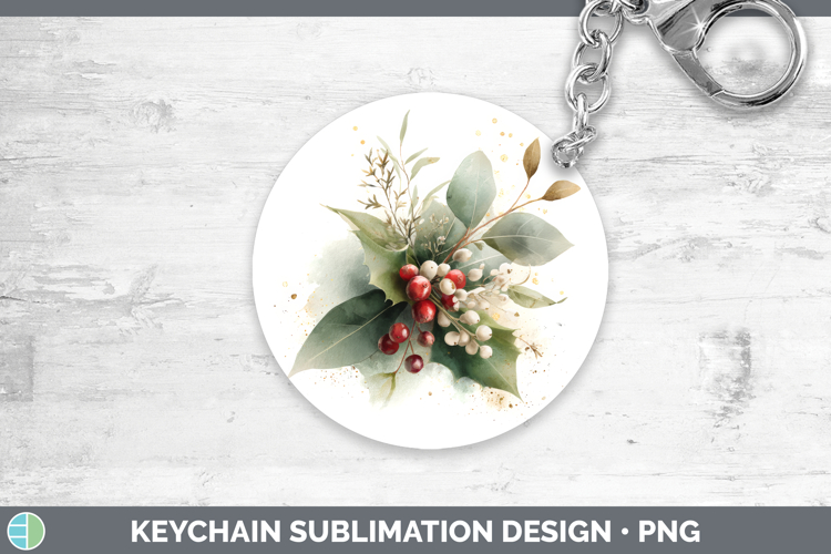 Mistletoe Christmas Botanicals Keychain Sublimation Design