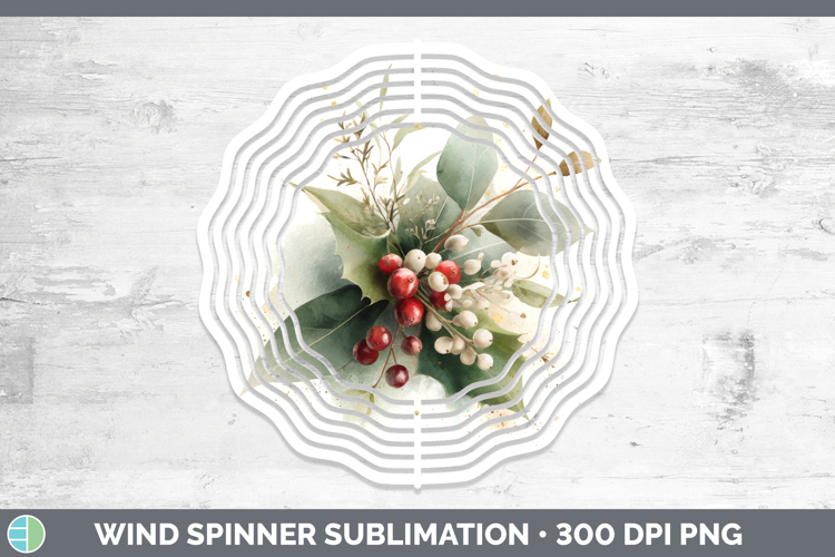Mistletoe Christmas Botanicals Wind Spinner Sublimation Desi