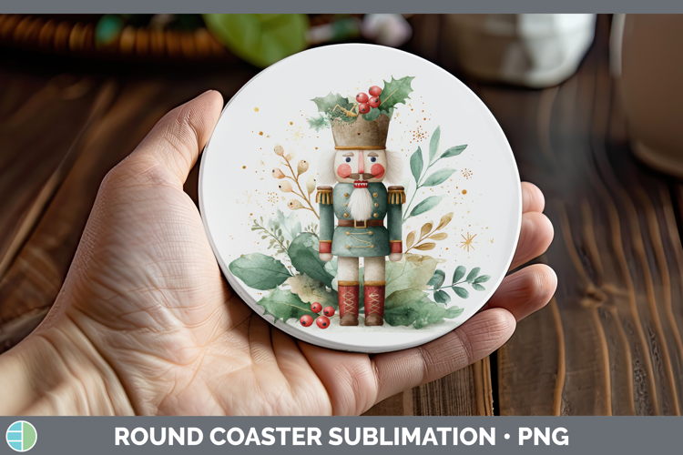 Nutcracker Christmas Botanicals Round Coaster Sublimation De